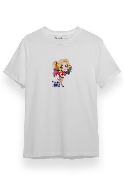 Tshirthane Ανδρικό μπλουζάκι Harley Quen Λευκό κοντομάνικο