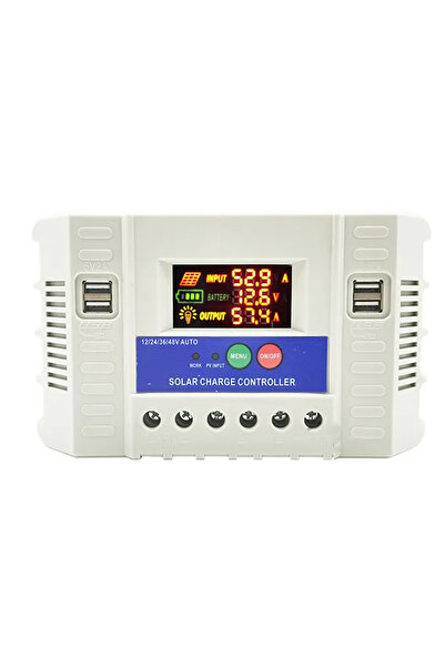 Powermaster PM-60A 12V-24V-36V-48V 60 Amper 4 USB'li Dijital Otomatik Solar Şarj Regülatörü