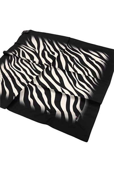 Polo Well وشاح Polowell Twill - نمط الحمار الوحشي - أبيض وأسود