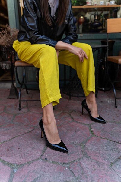 ECENİN BUTİĞİ Ping Siyah Rugan Stiletto