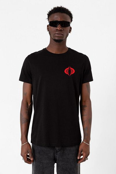 Tshirthane Μαύρο ανδρικό μπλουζάκι με λογότυπο Cobra Kai