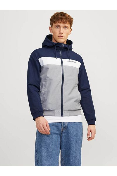 Jack & Jones Jjerush Hood Bomber - Men's Coat Navy Blue 12200208