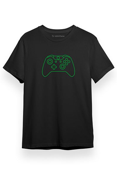 Tshirthane Ανδρικό μπλουζάκι Xbox GamePad Μαύρο κοντομάνικο