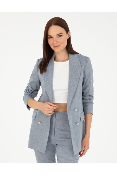 Pierre Cardin İndigo Slim Fit Keten Karışımlı Ceket 50282104-VR028