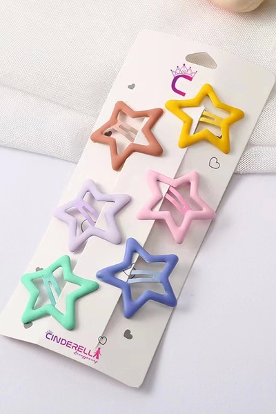 Cinderella Agrafă de păr pentru fetiță cu model de stea colorată de 4 cm - Se...