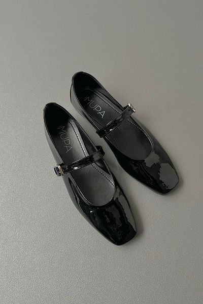 Mupa Shoes Balerini de dama din piele lacuita neagra