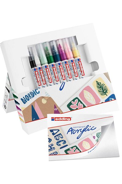 Edding Permanent Acrylic Pen 8 Colors Acrylic Easy Starter Set Nordic 899