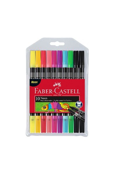 Faber Castell Set of 10 Double Sided Neon Felted