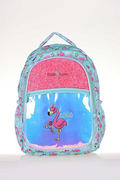 KAUKKO L5061 Kıds&Love Flamıngo Sırt Çantası Aynalı Taş