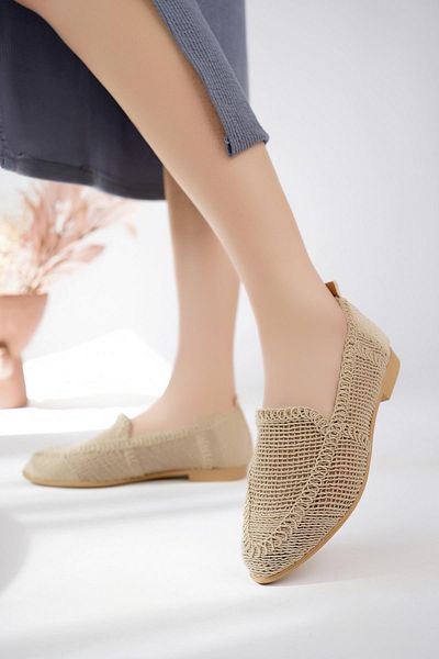 Moda Frato Modafrato Pwr-700 Balerina din răchită Pantofi de zi cu zi pentru femei Pantofi de acasă pentru balerină