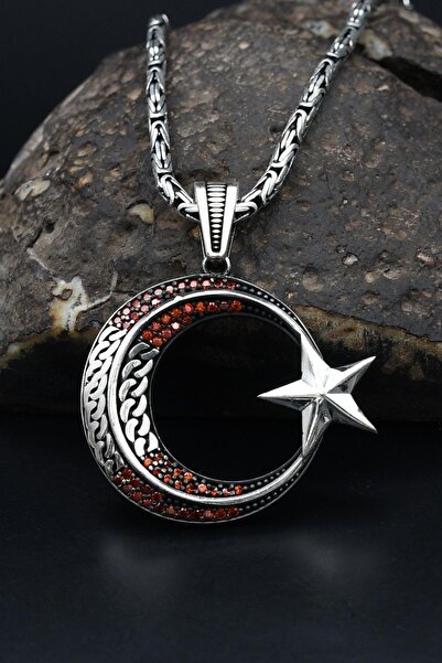 Prestige Ay Yıldızlı (AYYILDIZLI) Zirkon Taş Süslemeli Kral Zincirli 925 Ayar...