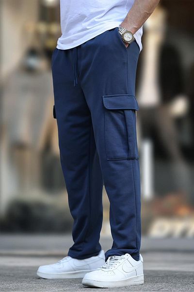 Madmext Marineblaue Basic-Jogginghose – mit verstellbarer Taille und Cargo-Taschen 6552