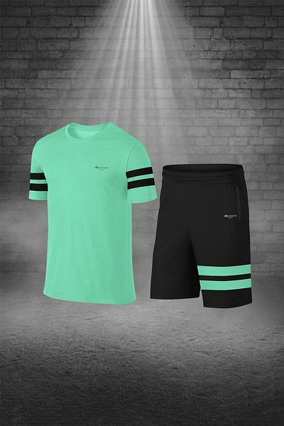 POSEIDON STORM Ανδρικό ύφασμα Water Green Fit - Μπλουζάκι με τσέπες και λαιμόκοψη και σορτς διπλό - Άνετο για πεζοπορία και τζόκινγκ