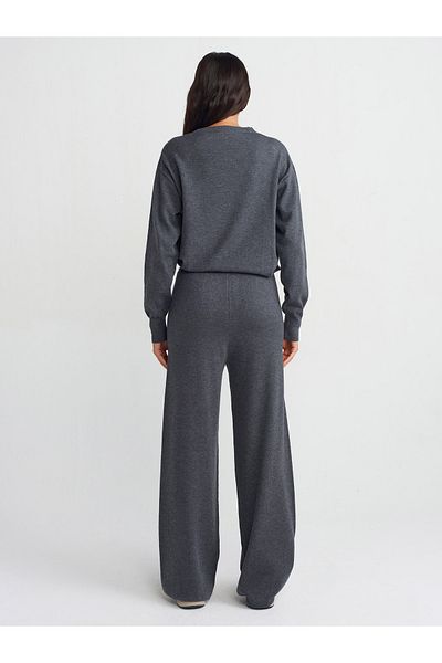 Dilvin 70163 Smoke M. - Elastic Waist Knitwear Trousers