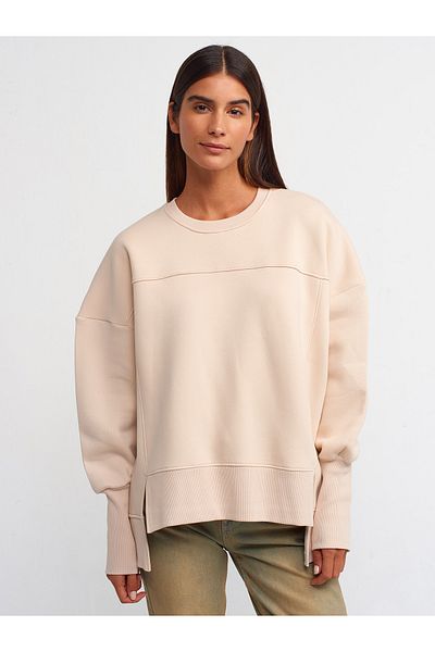 Dilvin Φούτερ 40111 Μπεζ Χρώμα Oversize