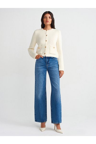 Dilvin 71713 - Pantaloni albaștri din denim, țesătură groasă