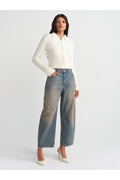 Dilvin 71718 Μπλε τζιν παντελόνι με μπαλόνι - Λεπτομέρεια Collet