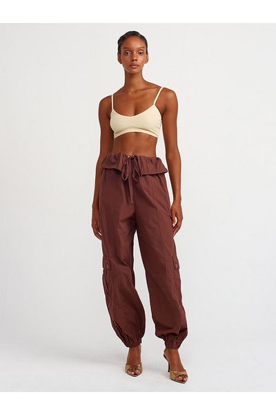 Dilvin 70928 Model - Brown Cargo Pants with Pockets
