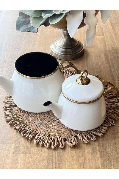 ROSSEV Doroty White Enamel Teapot