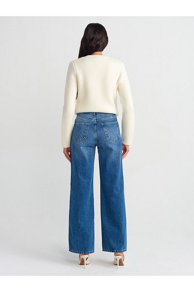 Dilvin 71713 - Pantaloni albaștri din denim, țesătură groasă