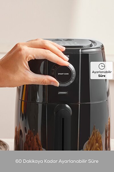 Karaca Smart Cook Compact Airfryer with Time Adjustment for up to 60 Minutes Black for 2 Persons