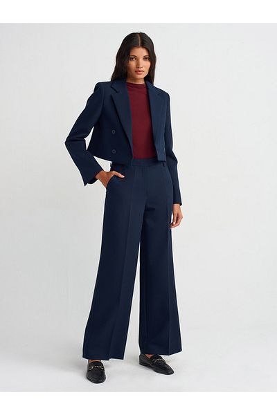 Dilvin 71547 Navy Blue Straight Fit Trousers
