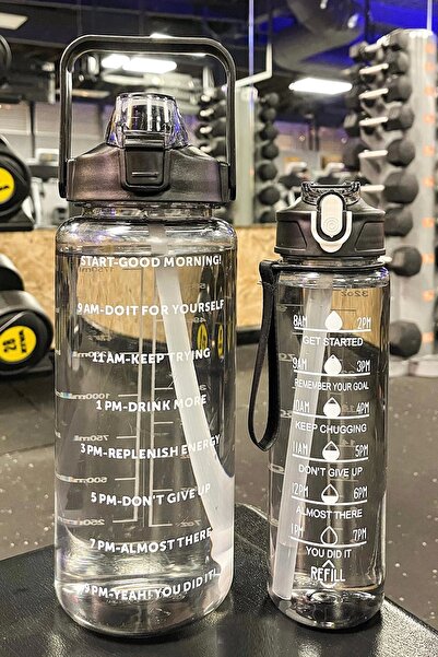 Maridet 3-Piece Transparent Motivational Water Bottle Water Bottle Portable Water Bottle Set with Sticker