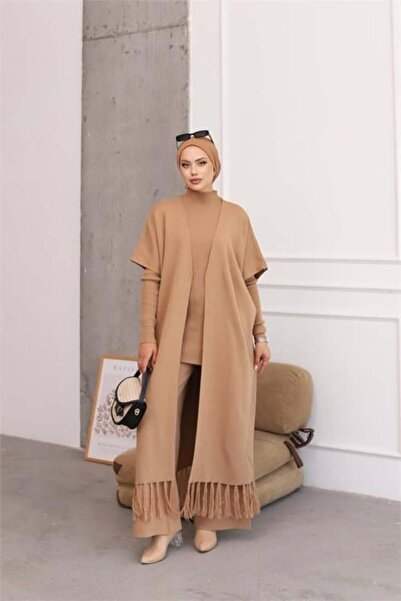 Dipmoda Set de tricotaje triplu tesettür din cașmir pentru femei NMS021