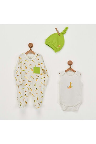 andywawa Ecru Baby Boy Set 3 Piece Ecru