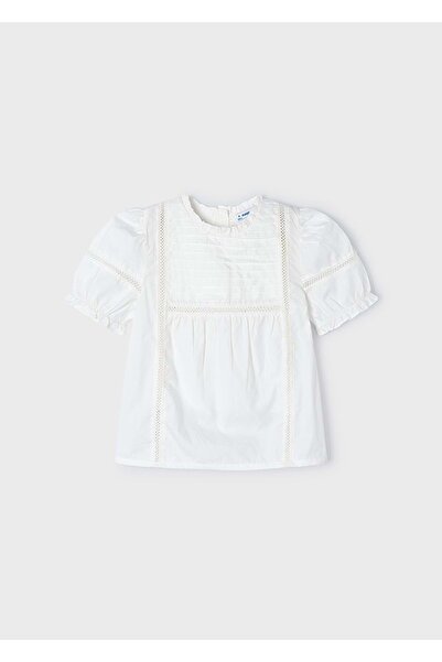 MAYORAL قميص بوبلين للفتيات باللون الكريمي