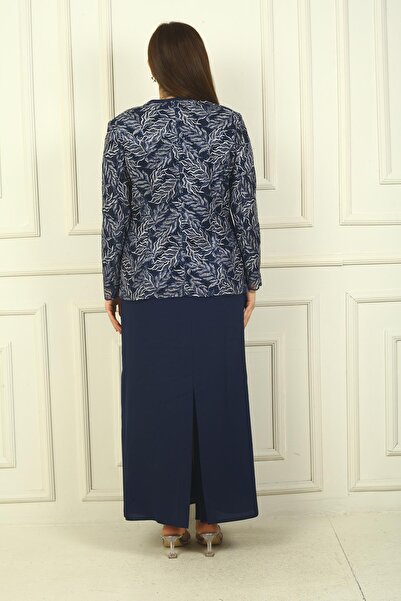 By Saygı Bead Embroidered Long Dress and Bead Sequin Embroidered Jacket - Plus Size 2-piece Set