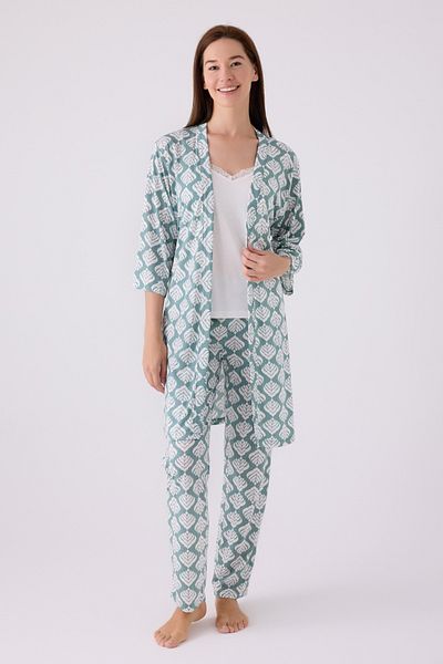 Pierre Cardin Cream Color Triple Pajama Set - Single Jersey