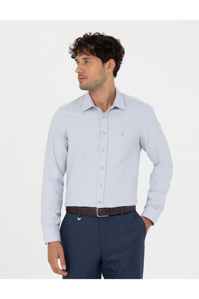 Pierre Cardin Gri Slim Fit Uzun Kollu Gömlek 50277784-VR024