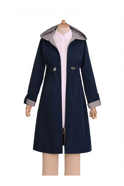 Modamorfo Gesteppter, gefütterter Trenchcoat mit Kapuze, in der Taille befestigt