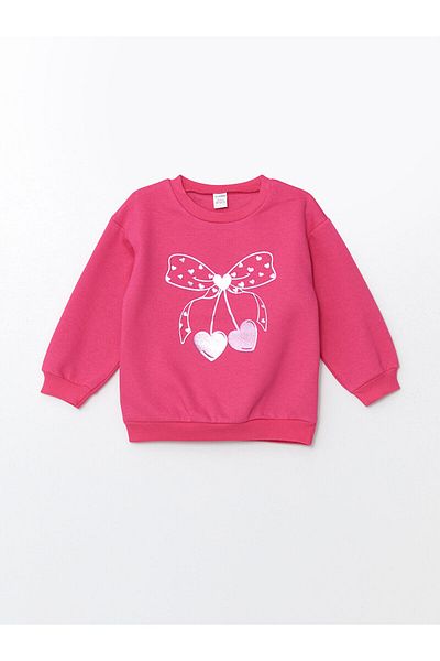 LC Waikiki Lcw Kids Fuchsia Crew Neck Παιδικό φούτερ για κορίτσια 2 τεμαχίων