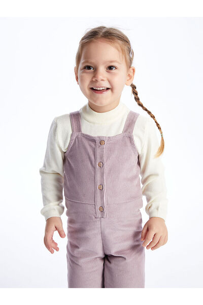 LC Waikiki Lcw Square Collar Strap Velvet Baby Girl Salopet