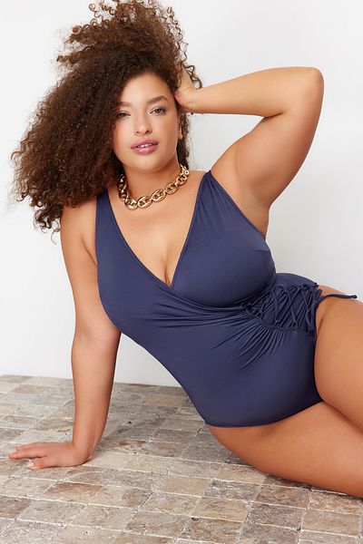 Navy blue plus size swimsuit hotsell