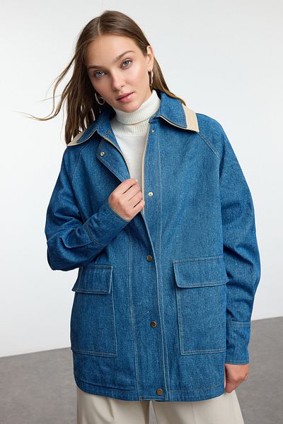 Trendyol Collection Námořnická modrá oversize džínová bunda - Twoaw25Mo00174