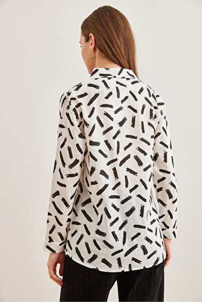 Olalook Women's Black Linen Shirt - with Stick Cuffs, Gml- 19001248