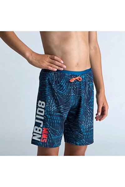 Decathlon Nabaiji dečije duge kupaće šortseve - uzorak palme / plave - 100