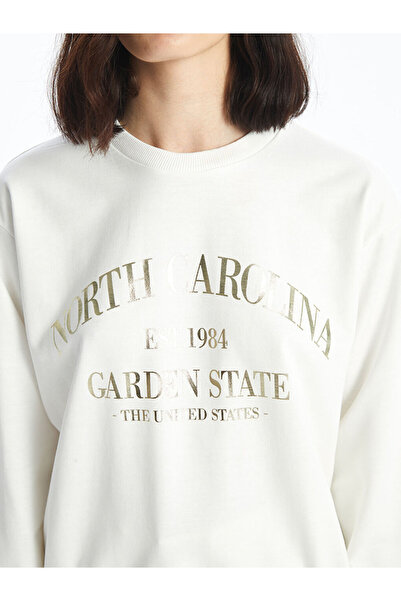 LC Waikiki Lcw Women's Sweatshirt - Crew Neck and Printed Design