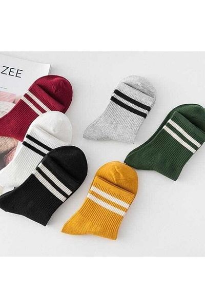SOYTEMİZ Unisex Κάλτσες τένις 6 τεμαχίων μικτών χρωμάτων ριγέ