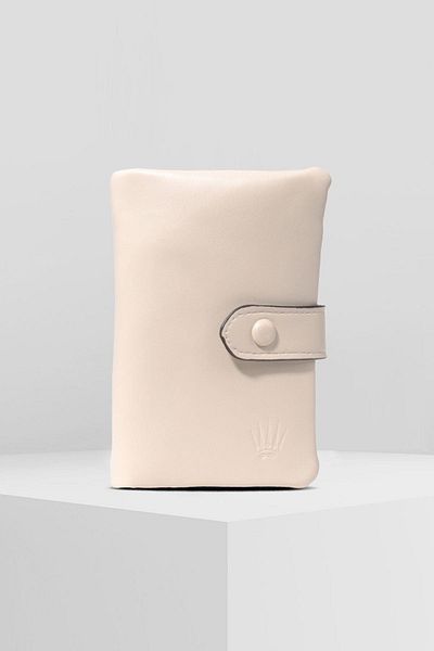 WATCHOFROYAL CREAM CARD HOLDER AND WALLET 6 PIECES CARD COMPARTMENT PAPER WITH LOCK SYSTEM DESIGN WALLET RODICA