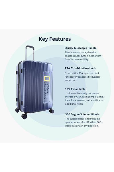 NATIONAL GEOGRAPHIC Canyon Luggage Set 3 pc Metallic Blue