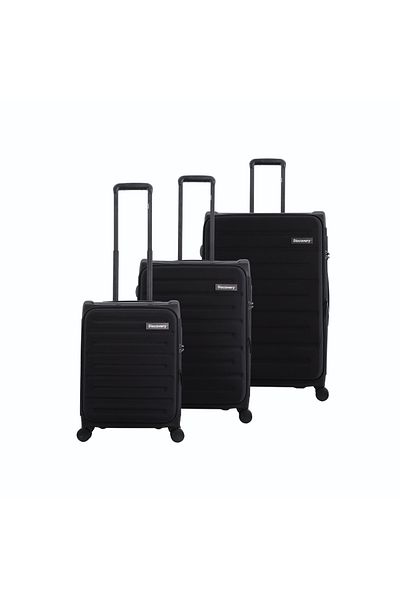 Discovery Motion PP/Poly Set, TSA Lock, Unbreakable, 4 Double Wheels, 3pcs (20+24+28 Inch) Black