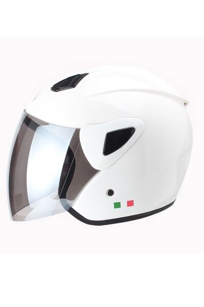 Genel Markalar 700 Beyaz Ayna Camlı Yarım Açık Kask Bisiklet, Scooter, Motosi...