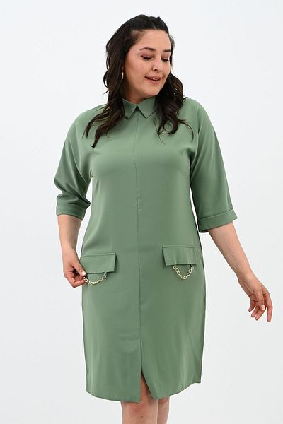 Koza Butik Rochie de damă cu guler polo mărime mare 5214-24
