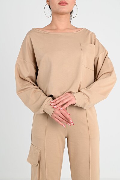 Koza Butik Kadın Nervür Detaylı Kargo Cepli Eşofman Takımı 3984-24