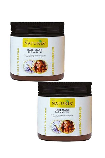 Ilgaz Naturix Organix Brazilian Blow Dry Care Mask 2 Pack Natural Keratin Care 500 Ml Hair Care Mask Keratin Hair Mask