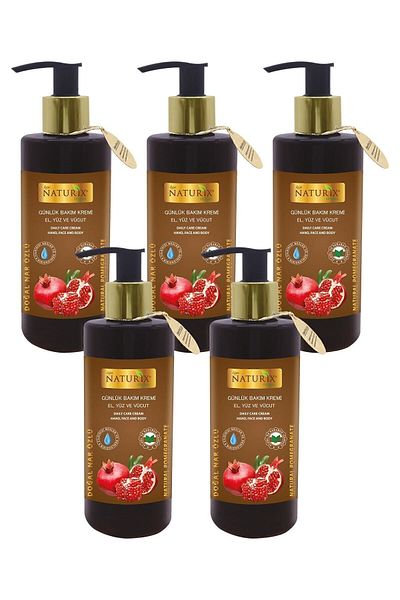 Naturix كريم العناية باليدين والوجه والجسم بخلاصة الرمان 250 مل - عبوة صديقة للبيئة مكونة من 5 قطع | لوشن مرطب وإصلاح الجسم